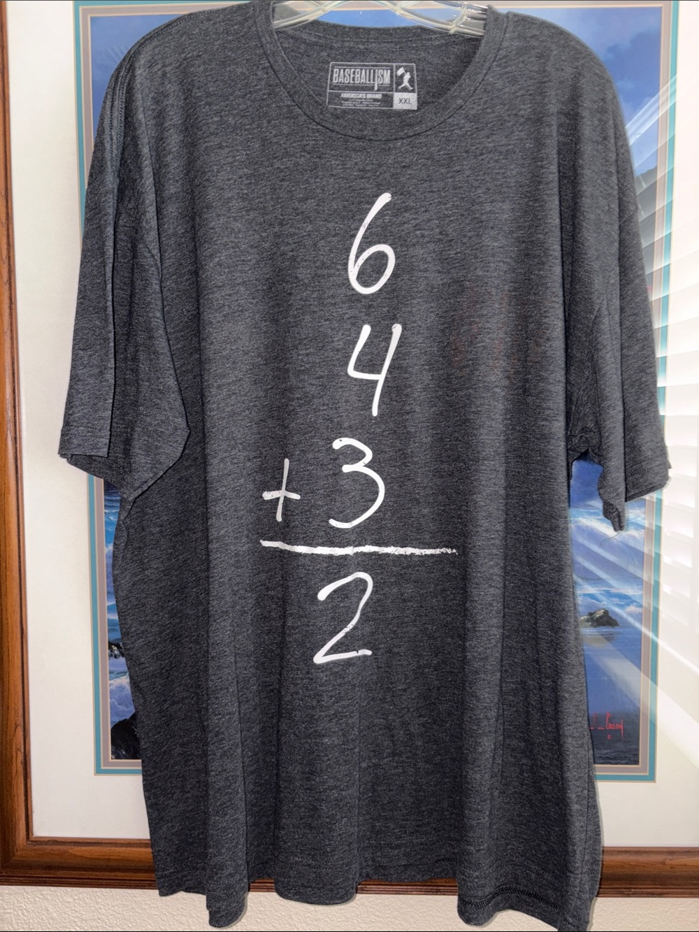 Baseballism Men's Dark Gray Short Sleeve Graphic Tee - Math Vertical Print
